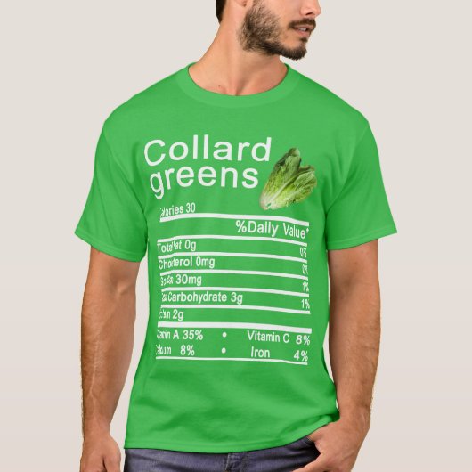 colard green Nutrition Facts Thanksgiving T-shirt (Voorkant)