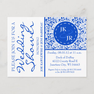 Colbalt Blue Flourish and Umbrella Vrijgezellenfee Uitnodiging Briefkaart