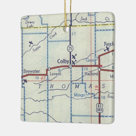 Colby Kansas  kaart Keramisch Ornament (Links)