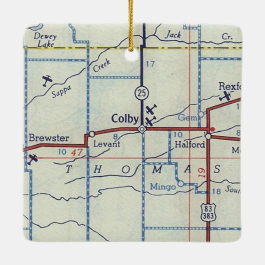 Colby Kansas  kaart Keramisch Ornament (Achterkant)