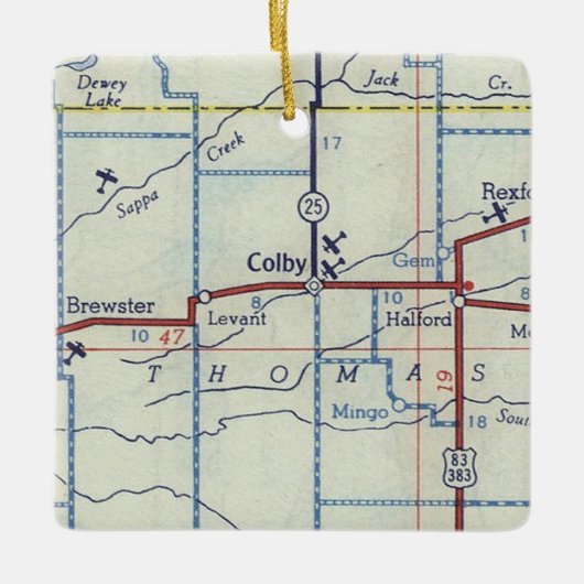 Colby Kansas  kaart Keramisch Ornament (Voorkant)