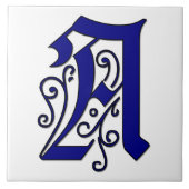 Colchester Letter A Blue Monogram Accent Tegel Tegeltje (Voorkant)
