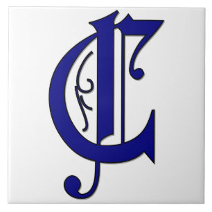 Colchester Letter C Blue Monogram Accent Tegel Tegeltje