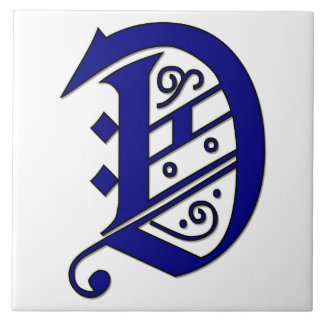 Colchester Letter D Blue Monogram Accent Tegel Tegeltje