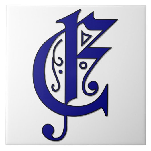 Colchester Letter E in Blue Monogram Tegel Tegeltje (Voorkant)