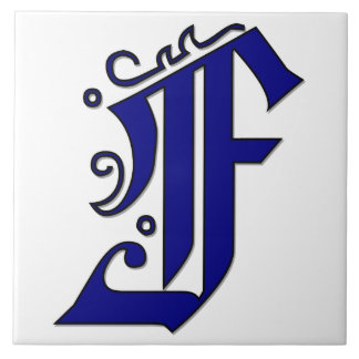 Colchester Letter F in Blue Monogram Tegel Tegeltje