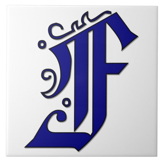Colchester Letter F in Blue Monogram Tegel Tegeltje (Voorkant)
