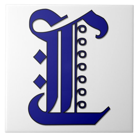 Colchester Letter L in Blue Monogram Tegel Tegeltje (Voorkant)