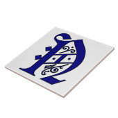 Colchester Letter N in Blue Monogram Tegel Tegeltje (Zijkant)