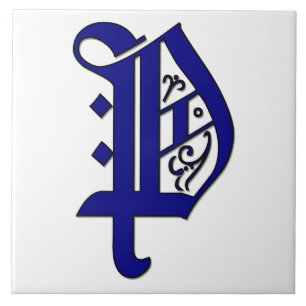 Colchester Letter P in Blue Monogram Tegel Tegeltje