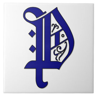 Colchester Letter P in Blue Monogram Tegel Tegeltje