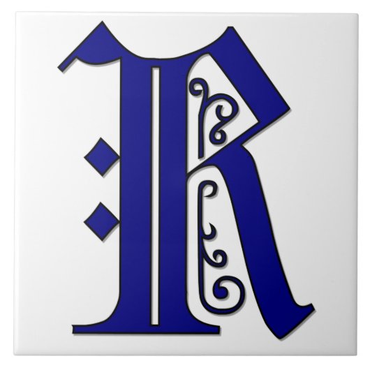 Colchester Letter R in Blue Monogram Tegel Tegeltje (Voorkant)