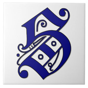 Colchester Letter S in Blue Monogram Tegel Tegeltje