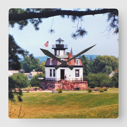 Colchester Reef Lighthouse, Vermont Wall Clock Vierkante Klok (Voorkant)