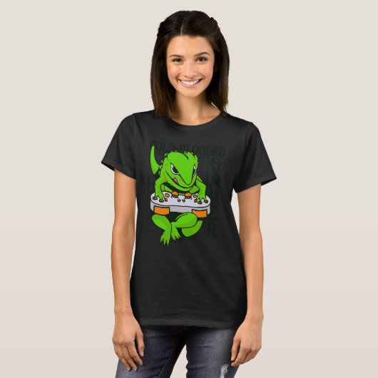 cold blooded gamer gecko lizard reptile t-shirt (Voorkant volledig)