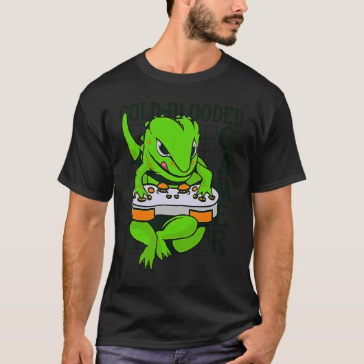 cold blooded gamer gecko lizard reptile t-shirt (Voorkant)