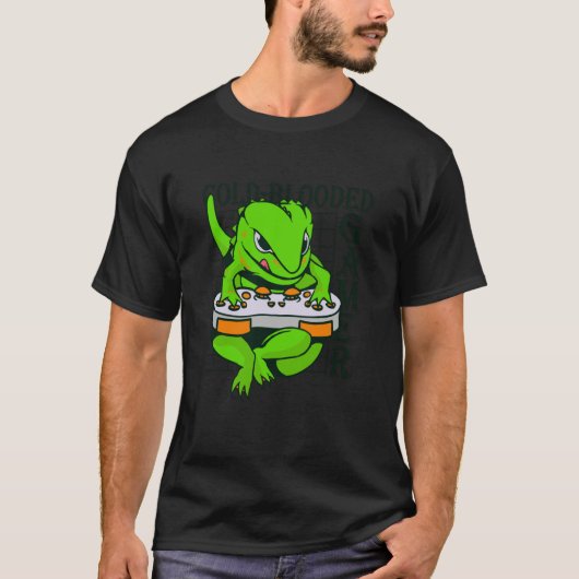 cold blooded gamer gecko lizard reptile t-shirt (Voorkant)