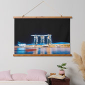 Cold Bloom — Lichten van Singapore Hangend Wandkleed (Slaapkamer)