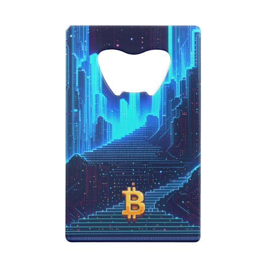 Cold Blue Bitcoin Creditkaart Flessenopener (Achterkant)