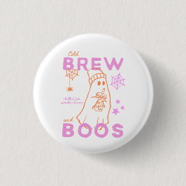 Cold Brew And Boos Schattig Geest Halloween Koffie Ronde Button 3,2 Cm