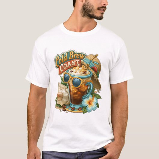 Cold Brew Coast Beach Ijs Koffie T-shirt (Voorkant)