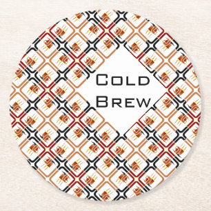 Cold Brew Coffee Cup Bruine Rode Zwarte Mokken Jav Ronde Kartonnen Onderzetter