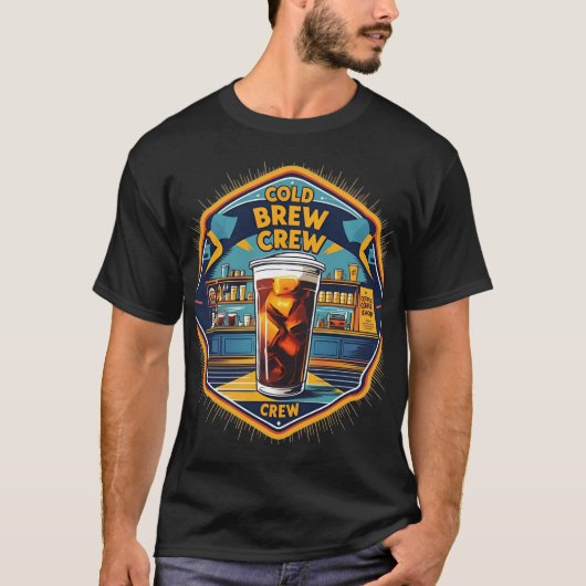 Cold Brew Crew Retro koffie T-shirt voor ijskoffie (Voorkant)