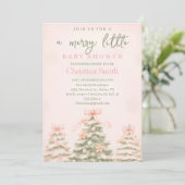 Cold Elegant A Pink Bow Coquette Baby Shower Kaart (Staand voorkant)