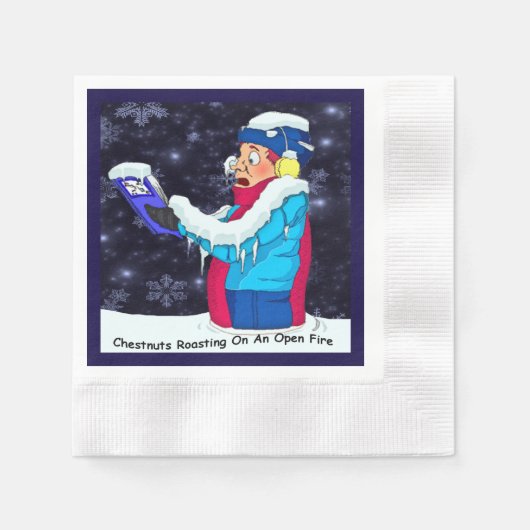 Cold KerstCaroler Cocktail Paper Napkins Servetten (Voorkant)