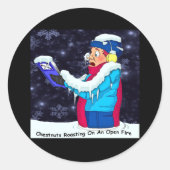 Cold KerstCaroler Ronde Sticker (Voorkant)