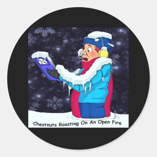 Cold KerstCaroler Ronde Sticker (Voorkant)