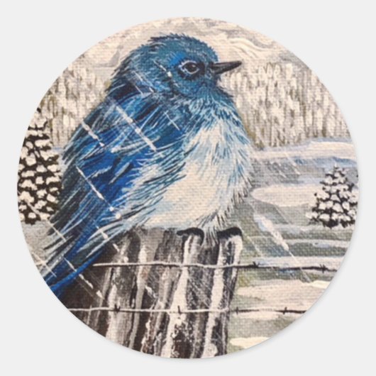 cold Mountain Bluebird Ronde Sticker (Voorkant)