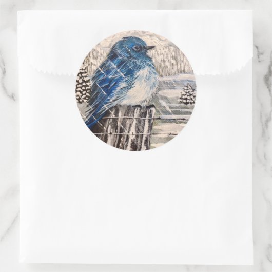 cold Mountain Bluebird Ronde Sticker (Tas)