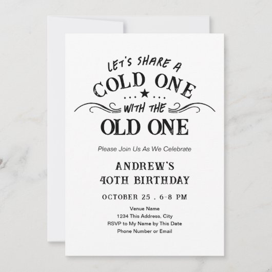 Cold One with the Old One Beer 40th Kaart (Voorkant)