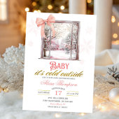 Cold Outside Blush Pink Window Girl Baby Shower Kaart
