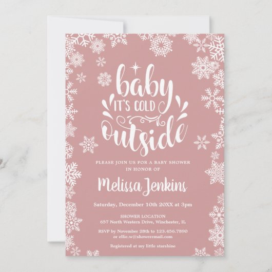Cold Outside Girl Winter Baby Shower All In One Kaart (Voorkant)