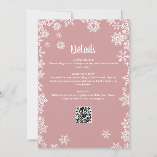 Cold Outside Girl Winter Baby Shower All In One Kaart (Achterkant)