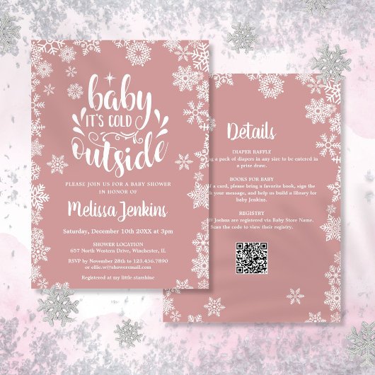 Cold Outside Girl Winter Baby Shower All In One Kaart