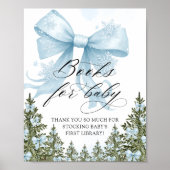 Cold Outside Winter Blue Bow Books voor Baby Poster (Voorkant)