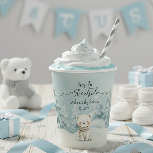 Cold Outside Winter Gender Neutral Baby Shower Papieren Bekers