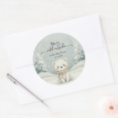 Cold Outside Winter Gender Neutral Baby Shower  Ronde Sticker (Envelop)