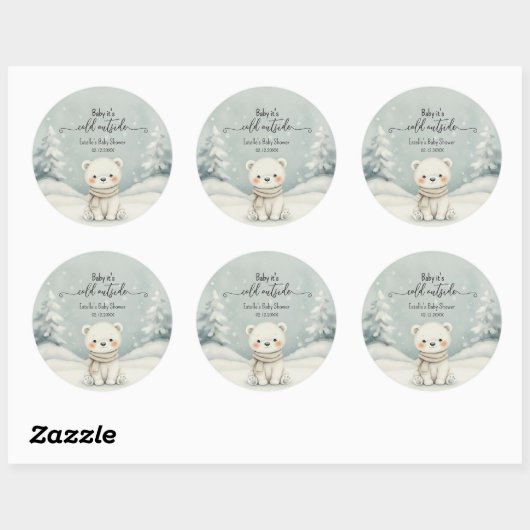 Cold Outside Winter Gender Neutral Baby Shower  Ronde Sticker (Vel)