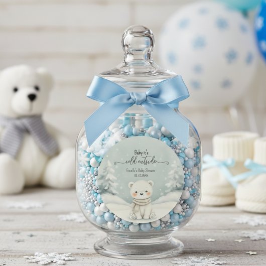 Cold Outside Winter Gender Neutral Baby Shower  Ronde Sticker