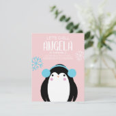 Cold Penguin Snowflakes Winter Birthday Uitnodigin Kaart (Staand voorkant)