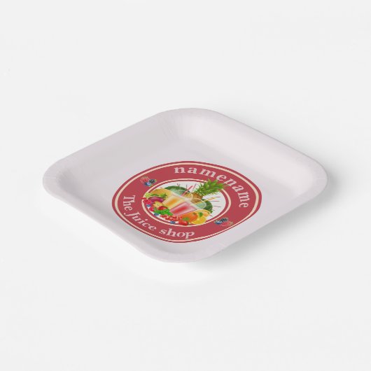 Cold Pressed Juice Smoothies fruitwinkel logo naam Papieren Bordje (Gebogen)