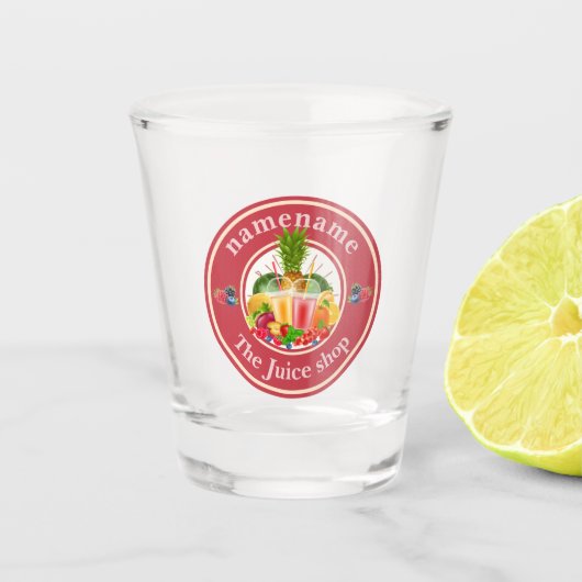 Cold Pressed Juice Smoothies fruitwinkel logo naam Shot Glas (Voorkant)