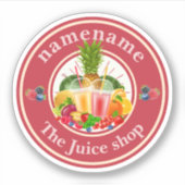 Cold Pressed Juice Smoothies fruitwinkel logo naam Sticker (Voorkant)