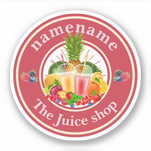 Cold Pressed Juice Smoothies fruitwinkel logo naam Sticker (Voorkant)