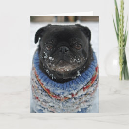 Cold Puggy in het Snow Birthday Wenskaart Kaart