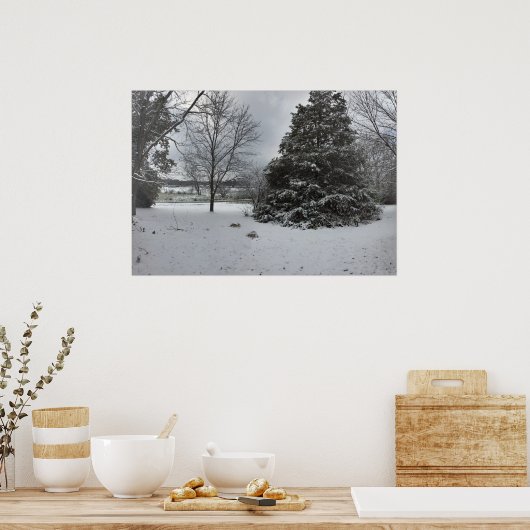 Cold Snowy Winter Day Poster (Keuken)